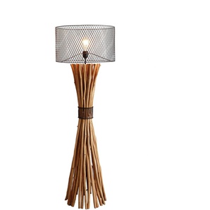 Stehlampe SALESFEVER Bailee Lampen Gr. Ø 50,00 cm Höhe: 149,00 cm, beige (natur, schwarz) Standleuchten handgefertigt, Schirm im Rost-Look