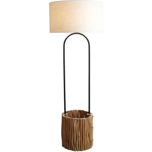 Stehlampe SALESFEVER Branches Lampen Gr. 1 flammig, Ø 55,00 cm Höhe: 155,00 cm, beige (natur, weiß, schwarz) Standleuchten handgefertigt, mit Pflanzenkorb