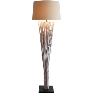 Stehlampe SALESFEVER Easton Lampen Gr. 1 flammig, Ø 55,00 cm Höhe: 175,00 cm, schwarz-weiß (schwarz, natur white washed, weiß) Standleuchten handgefertigt, mit Leinenschirm