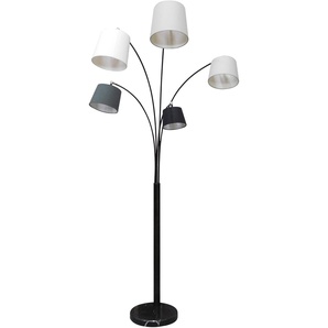 Stehlampe SALESFEVER Maxim Lampen Gr. 5 flammig, Höhe: 213 cm, grau (hellgrau, dunkelgrau, weiß, schwarz) Bogenlampe Bogenlampen