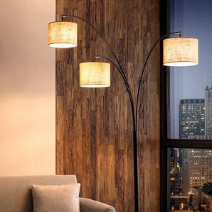 Stehlampe SALESFEVER Oliver Lampen Gr. 3 flammig, Höhe: 220 cm, schwarz Bogenlampe Bogenlampen mit echtem Marmorfuß und 3 verstellbaren Leuchtarme