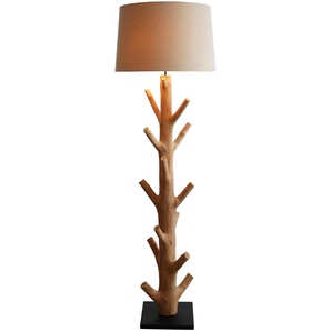 Stehlampe SALESFEVER Tahlia Lampen Gr. 1 flammig, Ø 55,00 cm Höhe: 175,00 cm, schwarz-weiß (schwarz, natur, weiß) Standleuchten handgefertigt, mit Leinenschirm