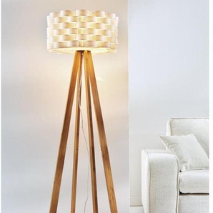Stehlampe SCHNEIDER Flocht Leuchten Gr. Ø 43 cm Höhe: 150 cm, braun (weiß, braun) Bürolampe Designlampe Esszimmerlampe Flurlampe Standleuchte Standleuchten Lampen