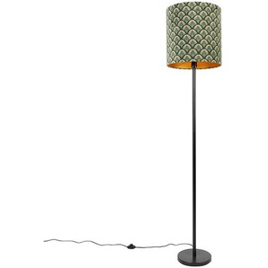 Stehlampe schwarzer Schirm Pfau Design Gold innen 40 cm - Simplo