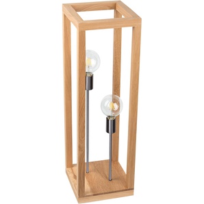 Stehlampe SPOT LIGHT KAGO Lampen Gr. 2 flammig, Höhe: 80 cm, braun (eichefarben, chromfarben) Standleuchte Standleuchten Lampen Naturprodukt aus Eichenholz, Nachhaltig mit FSC-Zertifikat
