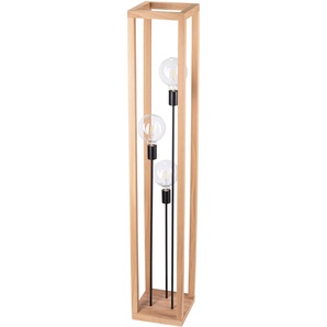 Stehlampe SPOT LIGHT KAGO Lampen Gr. 3 flammig, Höhe: 140 cm, schwarz (schwarz, eichefarben, holzfarben) Designlampe Esszimmerlampe Standleuchte Standleuchten Lampen Naturprodukt aus Eichenholz, Nachhaltig mit FSC-Zertifikat