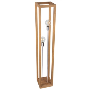 Stehlampe SPOT LIGHT KAGO Lampen Gr. 2 flammig, Höhe: 140 cm, braun (eichefarben, chromfarben) Standleuchte Standleuchten Lampen Naturprodukt aus Eichenholz, Nachhaltig mit FSC-Zertifikat