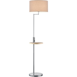 Stehlampe TRIO LEUCHTEN Claas Lampen Gr. 1 flammig, Ø 40 cm Höhe: 160 cm, grau (nickelfarben) Standleuchte Standleuchten Lampen schwenkbar, USB Anschluss mit Ladefunktion, Leuchtmittel tauschbar