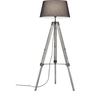 Stehlampe TRIO LEUCHTEN Tripod Lampen Gr. 1 flammig, Ø 72,0 cm Höhe: 143,0 cm, grau Stehlampe Standleuchte Standleuchten Stehleuchte mit Textilschirm Höhenverstellbar bis max. 143 cm