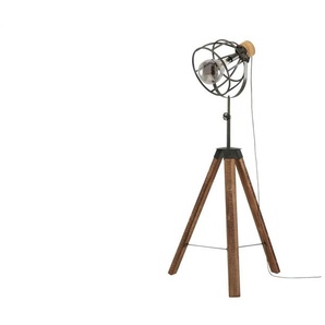 Stehleuchte 1-flammig Holz/Metall - schwarz - Materialmix - 160 cm | Möbel Kraft