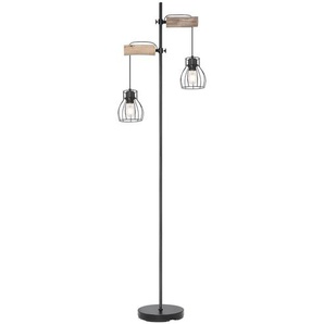 Stehleuchte 2-flammig, Holz/ Metall Korb - holzfarben - Materialmix - 25 cm - 168 cm | Möbel Kraft