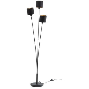 Stehleuchte 3-flammig schwarz Stoffschirm schwarz/gold - schwarz - Materialmix - 41 cm - 150 cm - cm 42,0 | Möbel Kraft