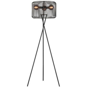 Stehleuchte Cage, Schwarz, Sand, Metall, 158 cm, Fußschalter, Lampen & Leuchten, Innenbeleuchtung, Stehlampen, Stehlampen