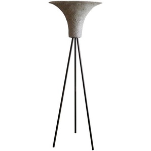 Stehleuchte mit Geflechtschirm, Natur/Schwarz, 152 cm, mit Farbverlauf im Lampenschirm - Leuchte, Lampe, Designlampe, Bodenlampe, Esszimmerlampe