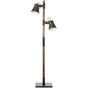 Stehleuchte Plow, Schwarz, Holz, Metall, 51x153.5 cm, drehbar, schwenkbar, Lampen & Leuchten, Innenbeleuchtung, Stehlampen, Stehlampen