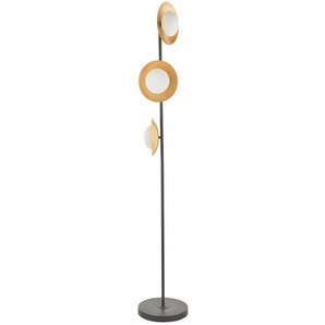 Stehleuchte Ruffle, Schwarz, Gold, Bronze, Glas, länglich,länglich, 165 cm, CE, Fußschalter, Lampen & Leuchten, Leuchtenserien