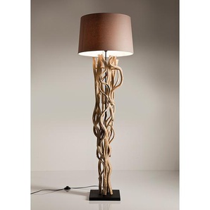 Stehleuchte Sculptura 30 x 150 x 30cm Braun/Beige Basis: MDF Mitteldichte Holzfaserplatte Gestell: Edelstahl Gestell-Verzierung: Massivholz