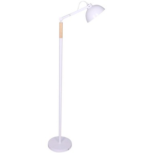 Stehleuchte skandinavisch, Weiß/Natur, mit verstellbarem Leuchtarm - Leuchte, Lampe, Designlampe, Bodenlampe, Esszimmerlampe