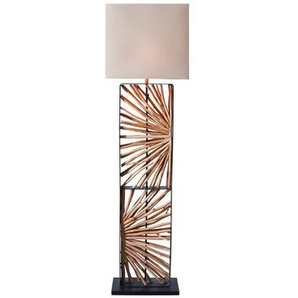 Stehleuchte Treibholz, Natur/Beige 165 cm, Schirm innen goldfarben - Leuchte, Lampe, Designlampe, Bodenlampe, Esszimmerlampe