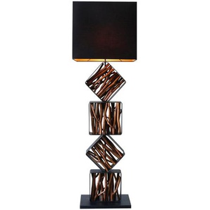 Stehleuchte Treibholz, Natur/Schwarz, 155 cm, handgefertigt, mit Leinenschirm - Leuchte, Lampe, Designlampe, Bodenlampe, Esszimmerlampe