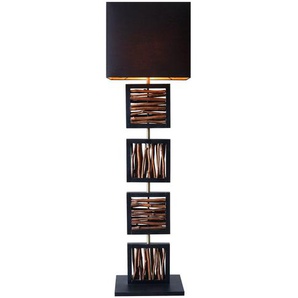 Stehleuchte Treibholz, Natur/Schwarz, 163 cm, Lampenschirm schwarz/goldfarben - Leuchte, Lampe, Designlampe, Bodenlampe, Esszimmerlampe