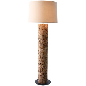 Stehleuchte Treibholz, Natur/Weiß, 170 cm, handgefertigt, mit Leinenschirm - Leuchte, Lampe, Designlampe, Bodenlampe, Esszimmerlampe