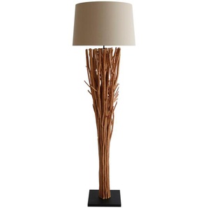 Stehleuchte Treibholz, Natur/Weiß, 175 cm, handgefertigt, mit Leinenschirm - Leuchte, Lampe, Designlampe, Bodenlampe, Esszimmerlampe