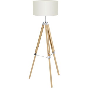 Stehleuchte Tripod Lantada Ø 70cm Beige/Beige/Buche Hell Webstoff E27