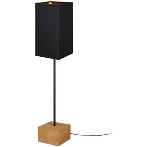 Stehleuchte Woody , Braun, Schwarz, Gold , Holz, Textil , 25x150x25 cm , Lampen & Leuchten, Innenbeleuchtung, Stehlampen, Stehlampen