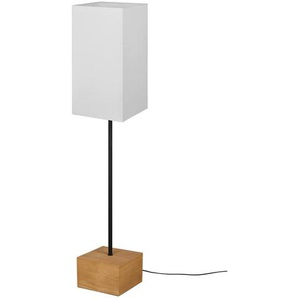 Stehleuchte Woody , Braun, Weiß , Holz, Textil , 150x25 cm , Lampen & Leuchten, Innenbeleuchtung, Stehlampen, Stehlampen
