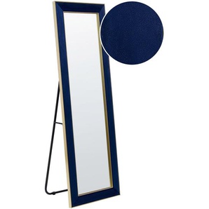 Stehspiegel Blau Samt 50 x 150 cm mit Gestell Dekorativer Rahmen Glamour Wanddekoration