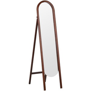 Standspiegel Dunkelbraun Paulowniaholz 30 x 150 cm mit Rahmen Oval Klappbar Rustikal Ganzkörper für Ecke Schlafzimmer Garderobe Bad Wohnzimmer