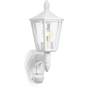 steinel Außen-Wandleuchte L 15 S WS, Bewegungsmelder, Leuchtdauer einstellbar, Tageslichtsensor, Leuchtmittel wechselbar, 180° Bewegungsmelder, E27-Fassung, Laterne,Außenbeleuchtung