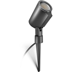 steinel LED Gartenstrahler Garden, Tageslichtsensor, LED wechselbar, Warmweiß, 90Â° schwenkbar,+GU10-Leuchtmittel, warmweiß,Erdspieß, Anthrazit