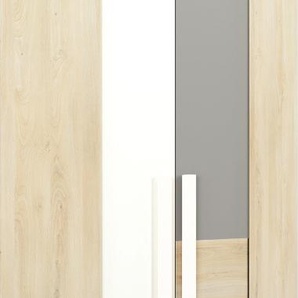 Steiner Shopping Jugendzimmer - Drehtürenschrank / Eckkleiderschrank Greeley 01, Farbe: Buche / Weiß / Platingrau - Abmessungen: 199 x 82 x 82 cm (H x B x T), mit 2 Türen und 6 Fächern