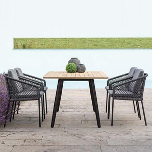 Stern Odea Gartenmöbelset 5-tlg. mit Tisch 180x100cm Schwarz|Dunkelgrau