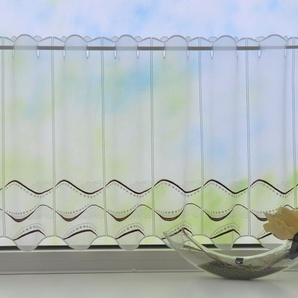 Scheibengardine STICKEREIEN PLAUEN Welle Gardinen Gr. 90 cm, Stangendurchzug, 128 cm, rot (bordeaux, weiß) Scheibengardinen halbtransparent