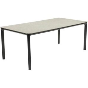 STILO Esstisch 90x160, Platte Sintered Stone in Steingrau, Aluminiumgestell in Carcoal