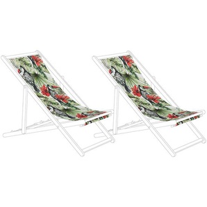 Stoffbezüge für Gartenliege Anzio 2er Set Mehrfarbig aus Polyester 113 x 44 cm mit Tukanmotiv Gartenausstattung Outdoor Garten Accessories