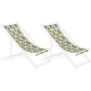 Stoffbezüge für Gartenliege 2er Set Rosa / Grün aus Polyester 113 x 44 cm mit Blumenmotiv Gartenausstattung Outdoor Garten Accessories