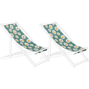 Stoffbezüge für Gartenliege 2er Set Mehrfarbig aus Polyester 113 x 44 cm mit Kamillemuster Gartenausstattung Outdoor Garten Accessories
