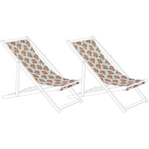 Stoffbezüge für Gartenliege Mehrfarbig 2er Set aus Polyester 113 x 44 cm mit Orangenmotiv Gartenausstattung Outdoor Garten Accessories