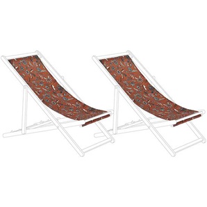 Stoffbezüge für Gartenliege Rot 2er Set aus Polyester 113 x 44 cm mit Pflanzenmotiv Gartenausstattung Outdoor Garten Accessories