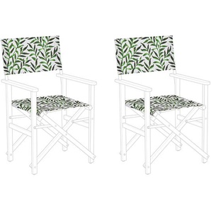 Stoffbezüge für Gartenstühle 2er Set Weiß/Grün aus Polyester mit Blattmuster Gartenausstattung Outdoor Garten Accessories