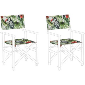 Stoffbezüge für Gartenstühle 2er Set Bunt aus Polyester mit Vogelmotiv Tukan Gartenausstattung Outdoor Garten Accessories