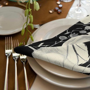 Stoffserviette ADAM Eden Servietten Gr. Bio-Baumwolle, schwarz-weiß (schwarz, weiß) Servietten und Zubehör GOTS organic,zertifiziert durch CERES 0242Made in Germany