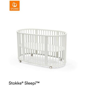 Stokke Gitterbett , Natur, Weiß , Holz , Buche , massiv , 141x74x78 cm , zum Juniorbett umbaubar, höhenverstellbar, Lattenrost inklusive , Babymöbel, Babybetten, Gitterbetten