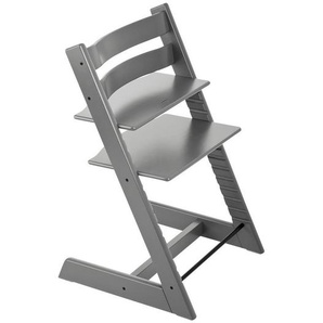 Stokke Hochstuhl Tripp Trapp, Grau, Holz, Buche, massiv, Hartholz, 46x79x49 cm, Fußstütze verstellbar, Sitzfläche speichel- und schweißechte