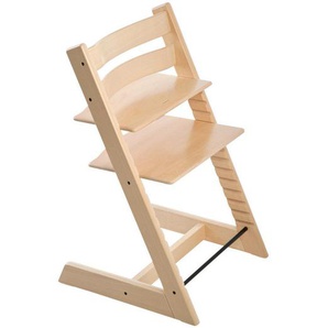Stokke Hochstuhl Tripp Trapp, Natur, Holz, Buche, massiv, Hartholz, 46x79x49 cm, Fußstütze verstellbar, Sitzfläche speichel- und schweißechte