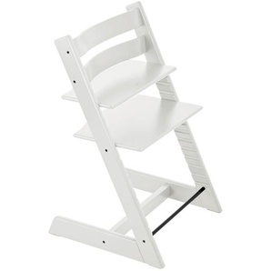 Stokke Hochstuhl Tripp Trapp, Weiß, Holz, Buche, massiv, Hartholz, 46x79x49 cm, Fußstütze verstellbar, Sitzfläche speichel- und schweißechte